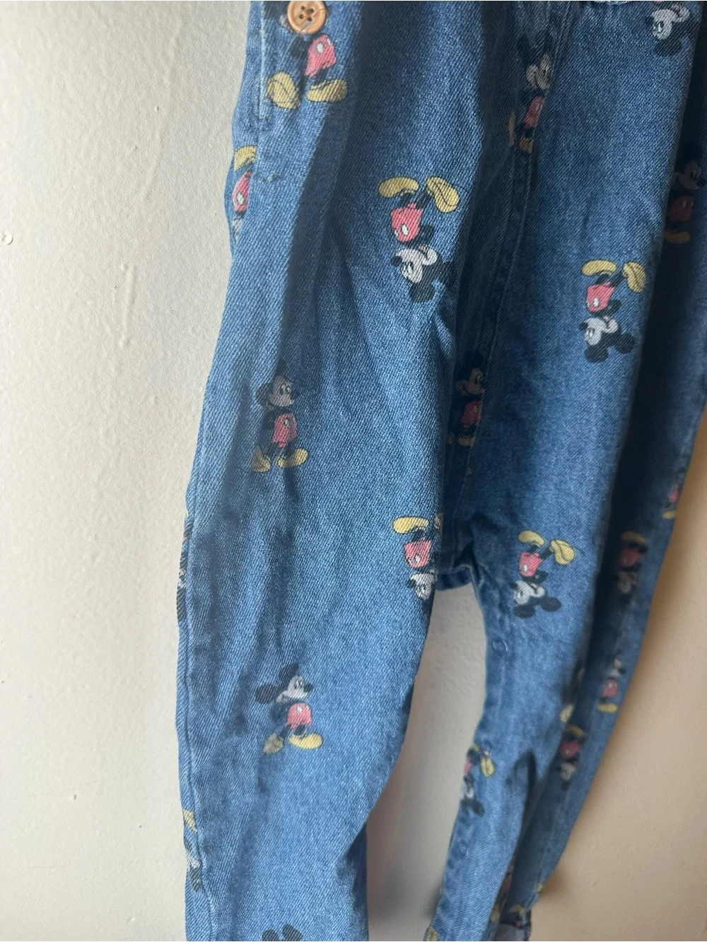 Disney Baby Mickey Mouse Denim Overalls 24M All Over Print Blue Jeans Toddler